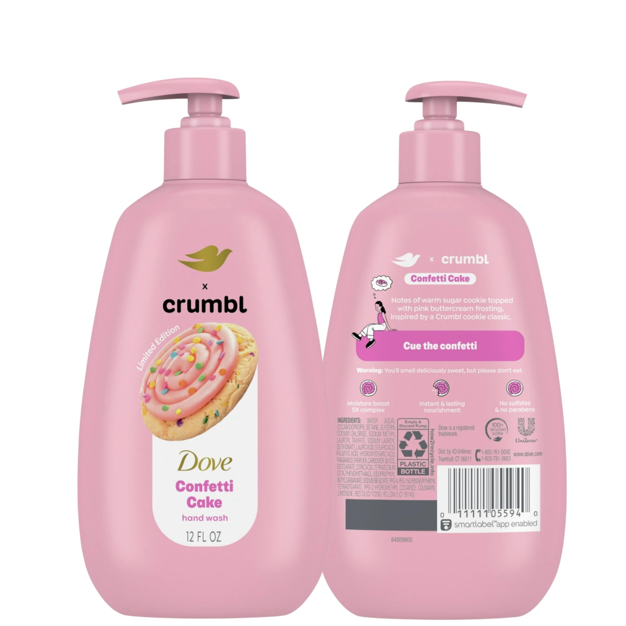 Dove Crumbl Confetti Cake packaging box design.
