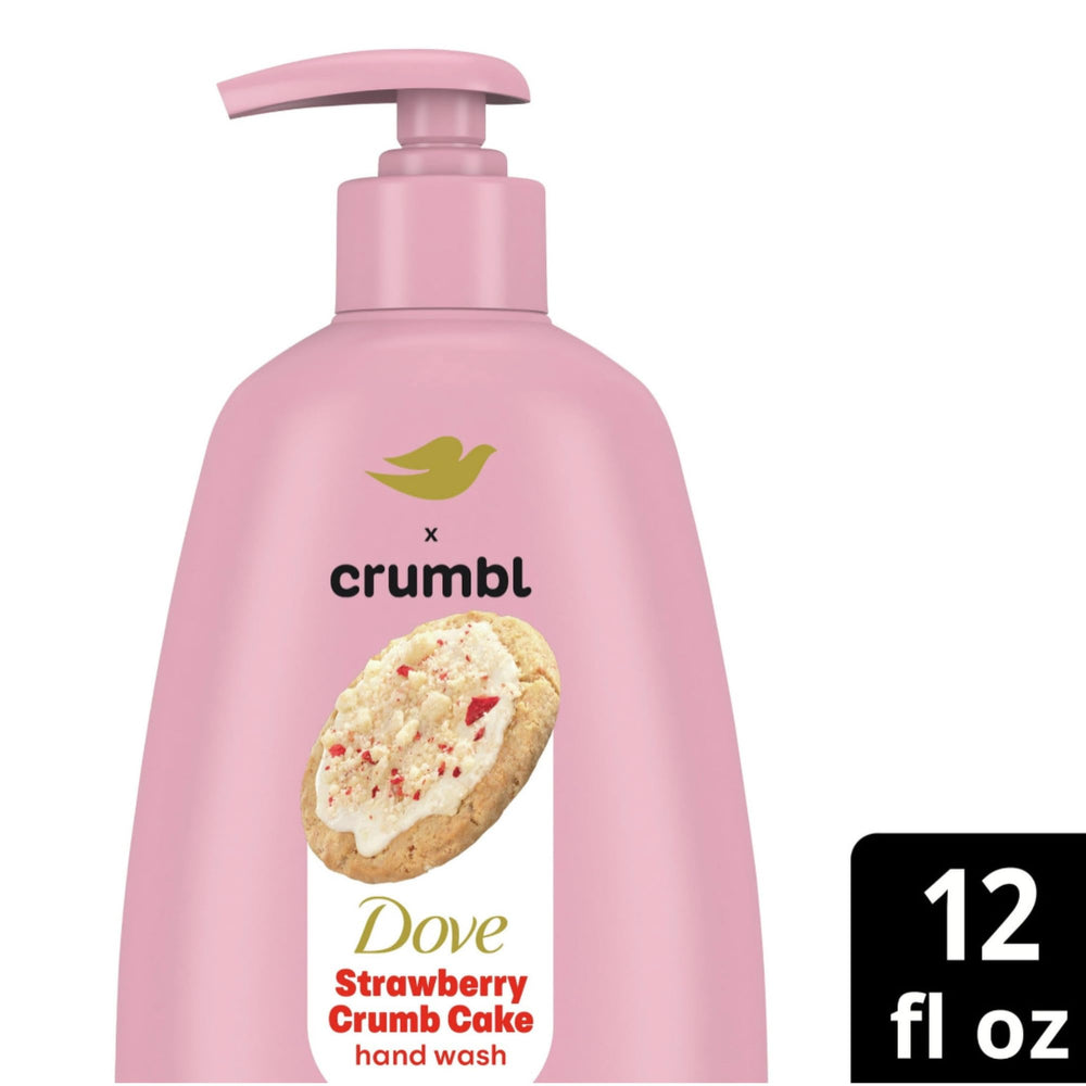 Dove Crumbl hand wash pump close-up showing convenient dispenser