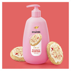 Dove Crumbl label close-up highlighting strawberry crumb cake scent