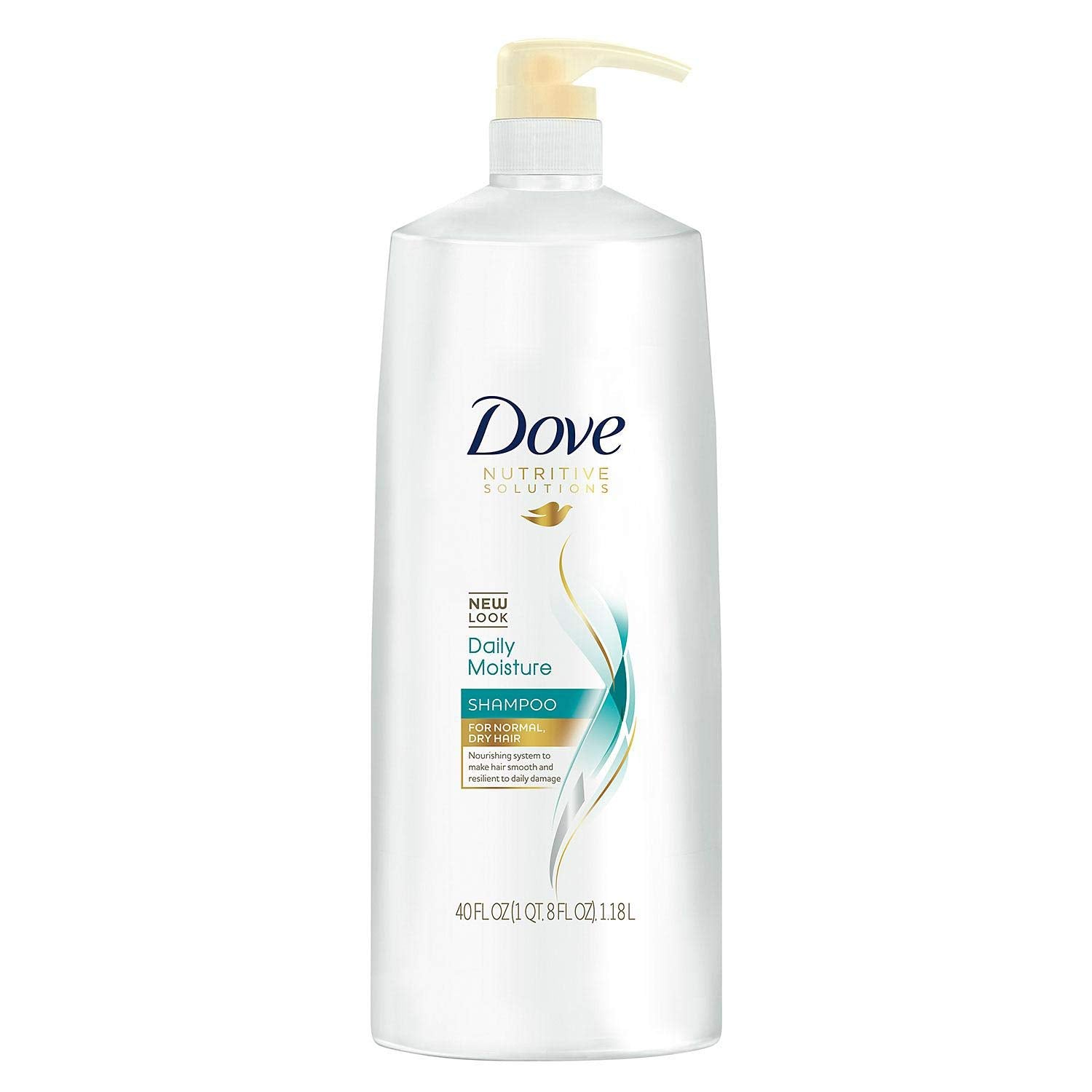 Dove Damage Therapy Daily Moisture Shampoo bottle pump for hydrating hair care.