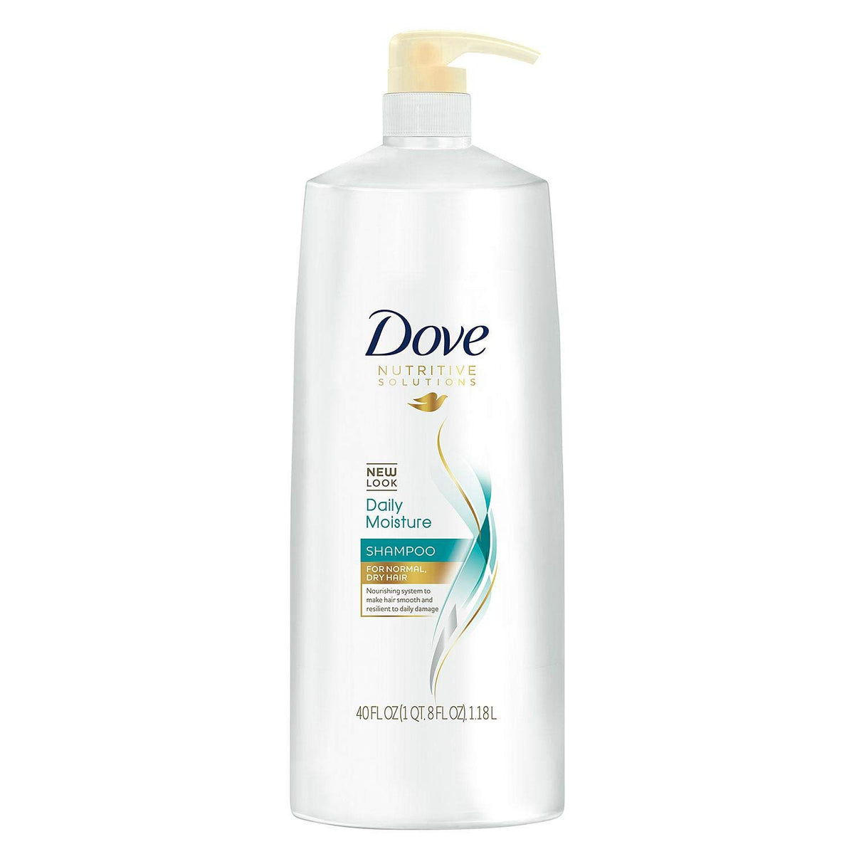 Dove Damage Therapy Daily Moisture Shampoo bottle pump for hydrating hair care.