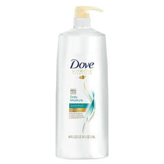 Dove Damage Therapy Daily Moisture Shampoo bottle pump for hydrating hair care.