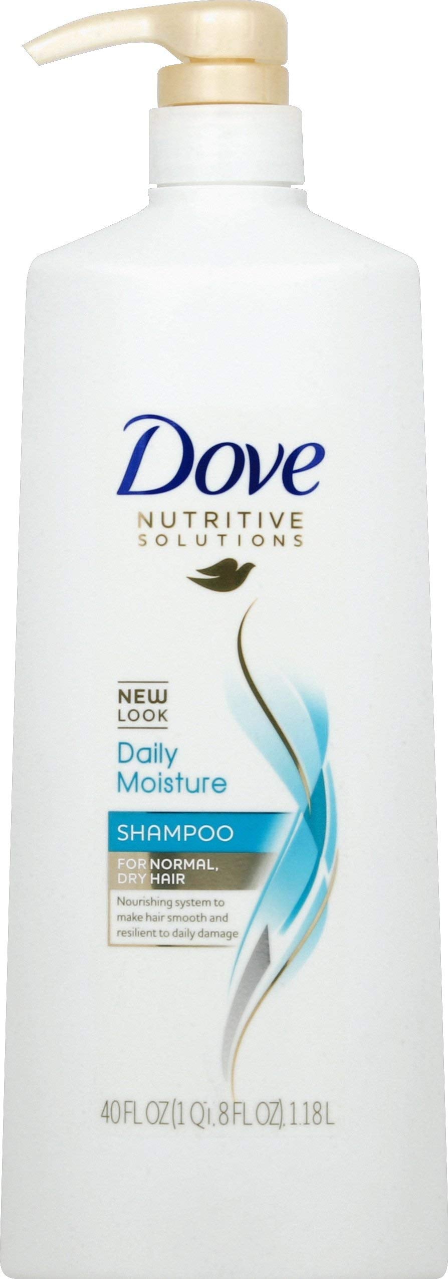 Dove Damage Therapy Daily Moisture Shampoo bottle promotes weightless moisture for soft, smooth hair