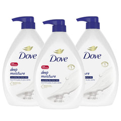 Dove Deep Moisture bottle with pump—34-ounce size for easy, everyday cleansing.