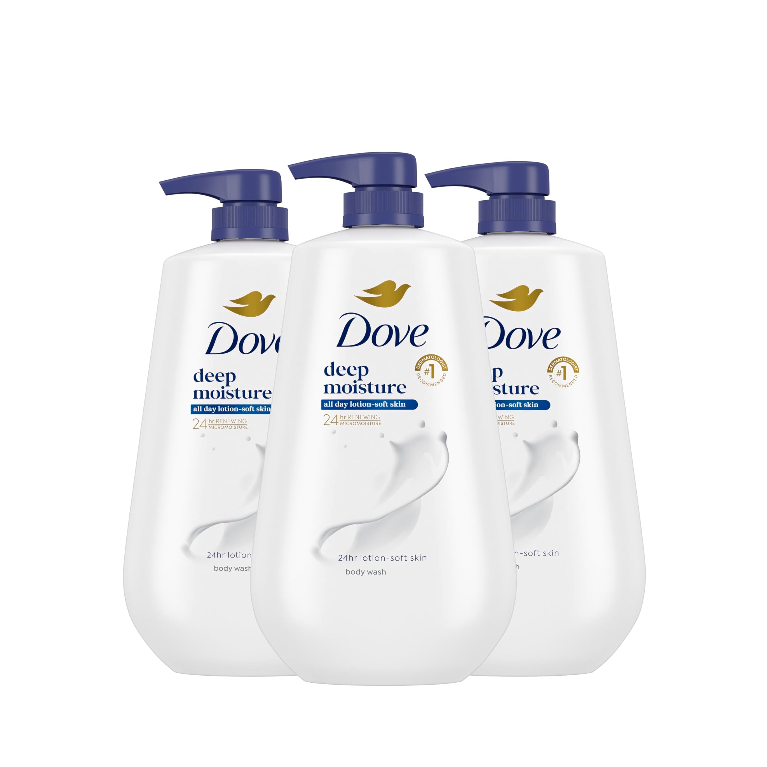 Dove Deep Moisture bottle pump offers easy, daily hydration for soft skin.