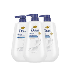 Dove Deep Moisture bottle pump offers easy, daily hydration for soft skin.