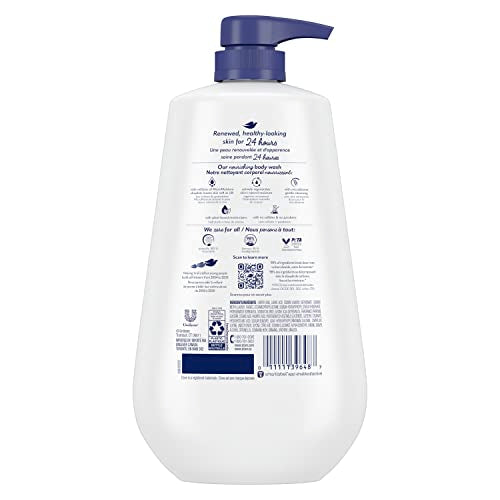 Dove Deep Moisture liquid wash lathers into a gentle foam for cleansing.