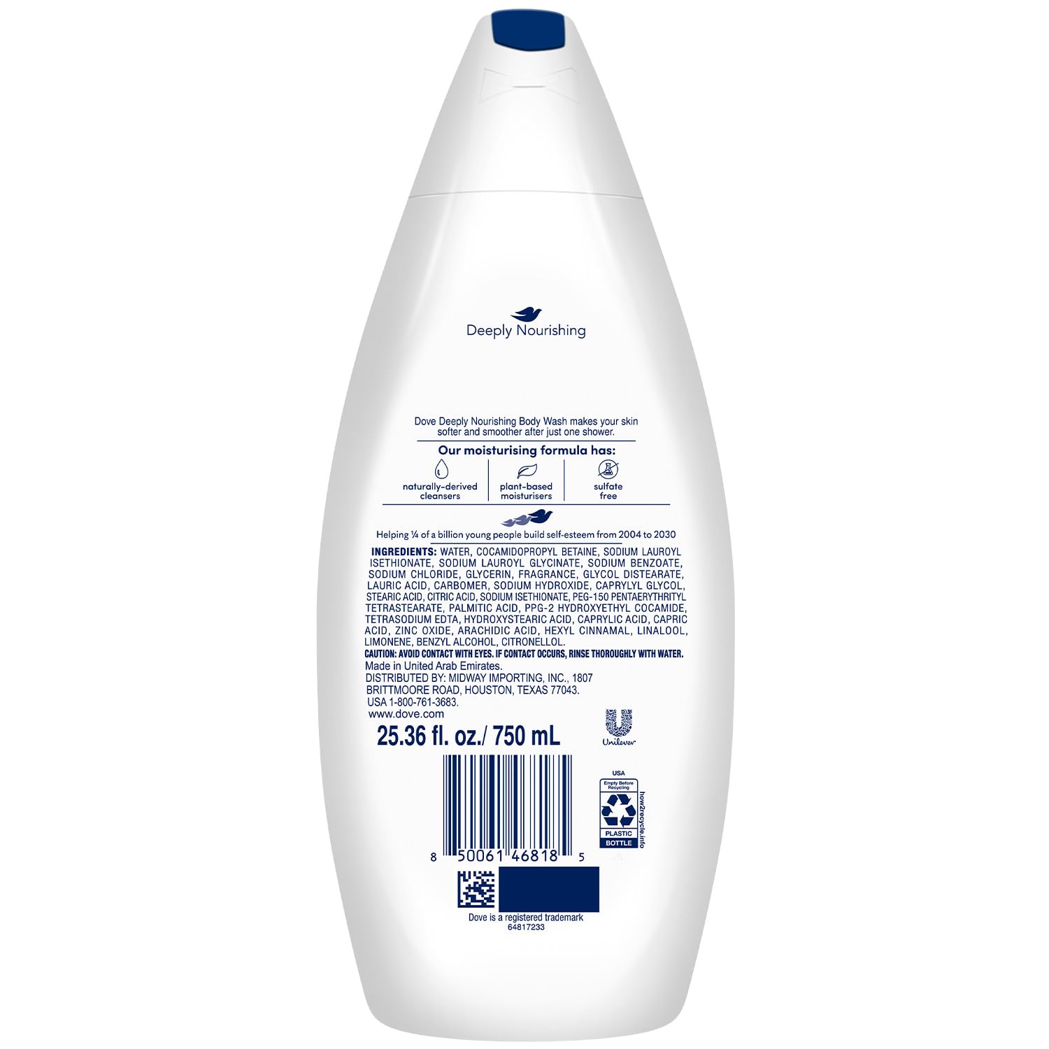 Dove Deep Moisture rich-lather demonstrates creamy cleansing for softness.
