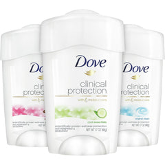 Dove deodorant three-stick set pack-shot with Cool Essentials for long-lasting protection.