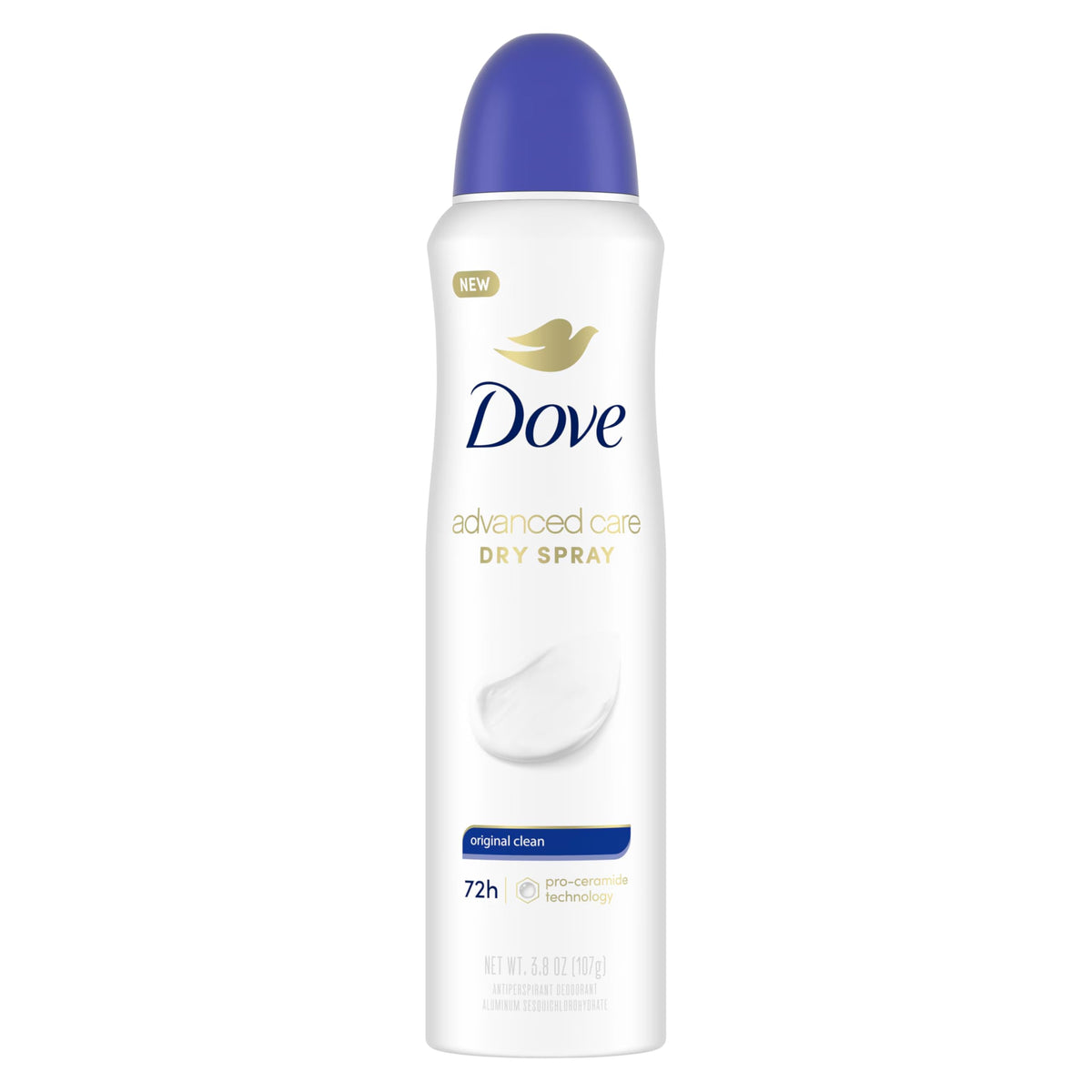 Dove Deodorant Dry Spray Original Clean 3-Pack bottle front for everyday freshness.