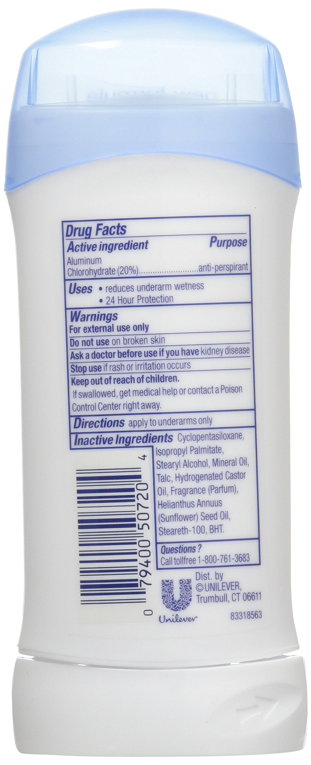 Dove Deodorant Invisible Solid Powder 6-pack packaging close-up highlights value and convenience.