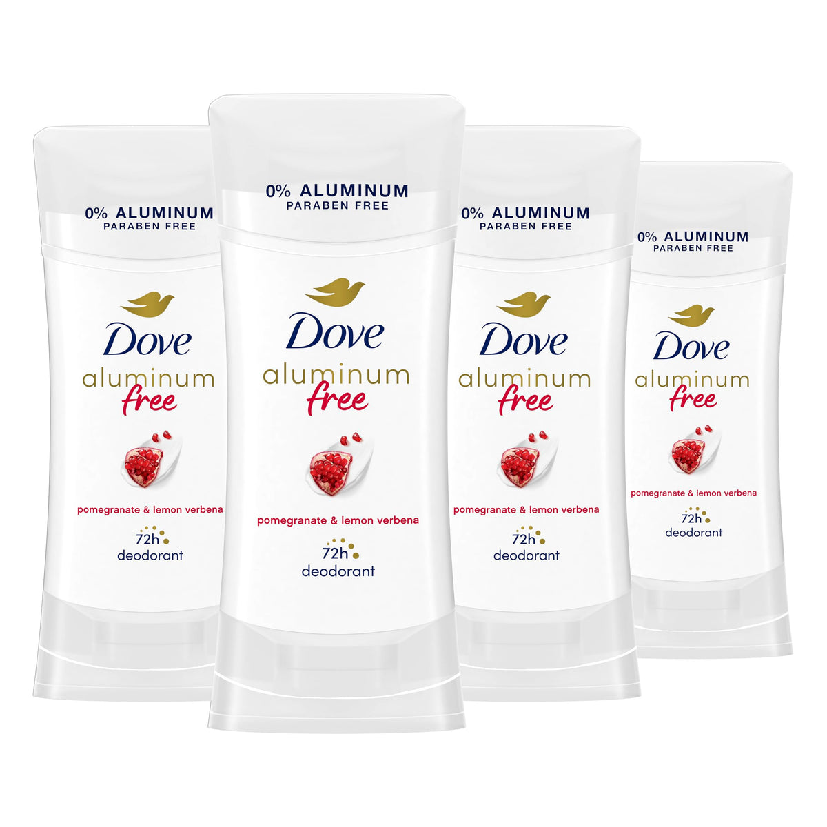 Dove aluminum-free deodorant stick in compact packaging for on-the-go freshness.