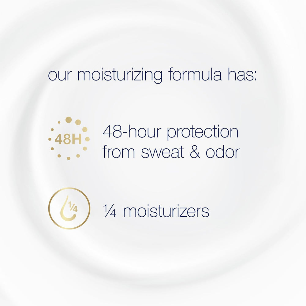 Dove formula with moisturizers keeps underarm skin dry and comfortable.