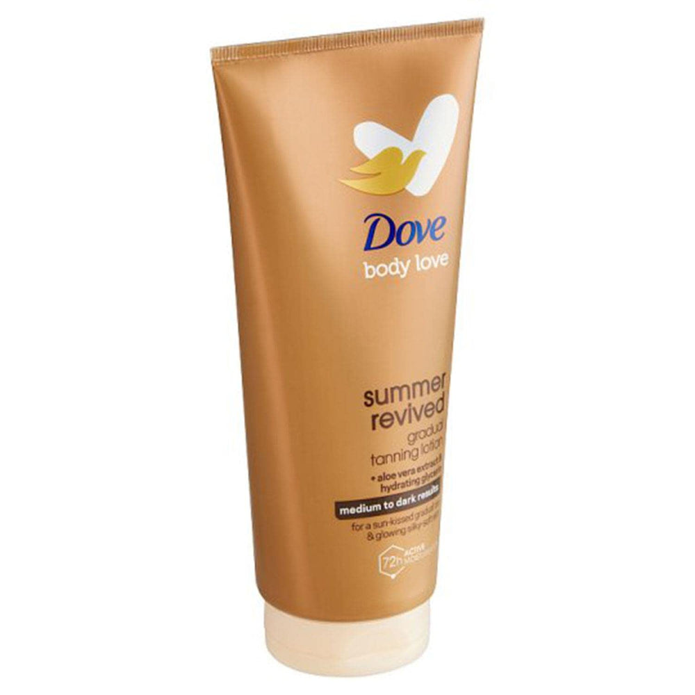 Dove Derma Spa Summer Revived lotion swirl demonstrates fast-drying streak-free finish