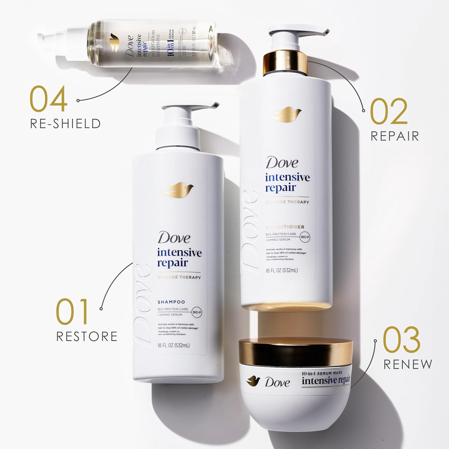Dove dry damaged hair before-after snapshot showing dramatic improvement