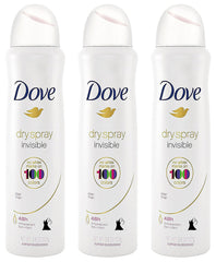 Dove Dry Spray invisible bottle shows no white residue for a clean look.