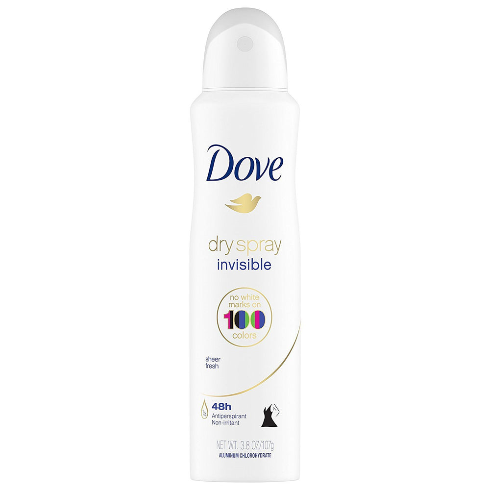 Dove Dry Spray Invisible Sheer Fresh mist application on skin for even coverage.
