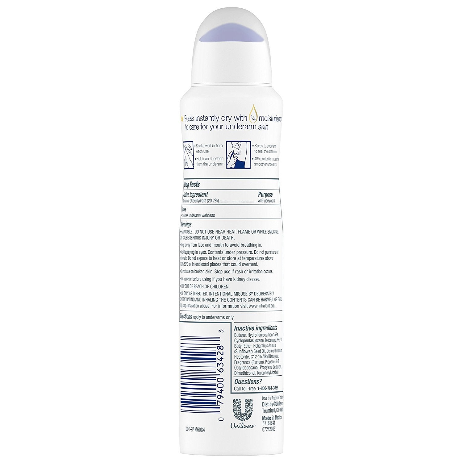 Dove Dry Spray Invisible Sheer Fresh no white marks on colors close-up.
