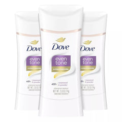 Dove Even Tone rosewood-powder stick provides all-day odor protection with a smooth glide.