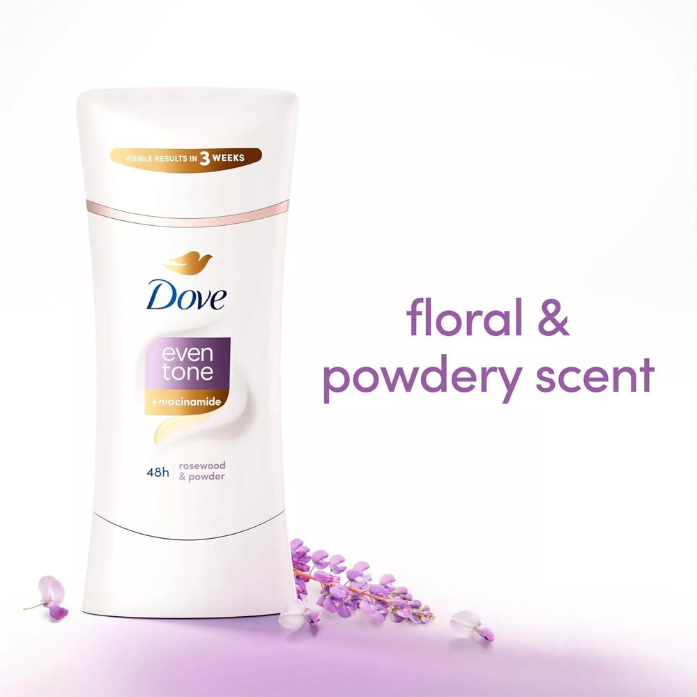 Dove Even Tone rosewood-powder stick leaves no visible residue after application.