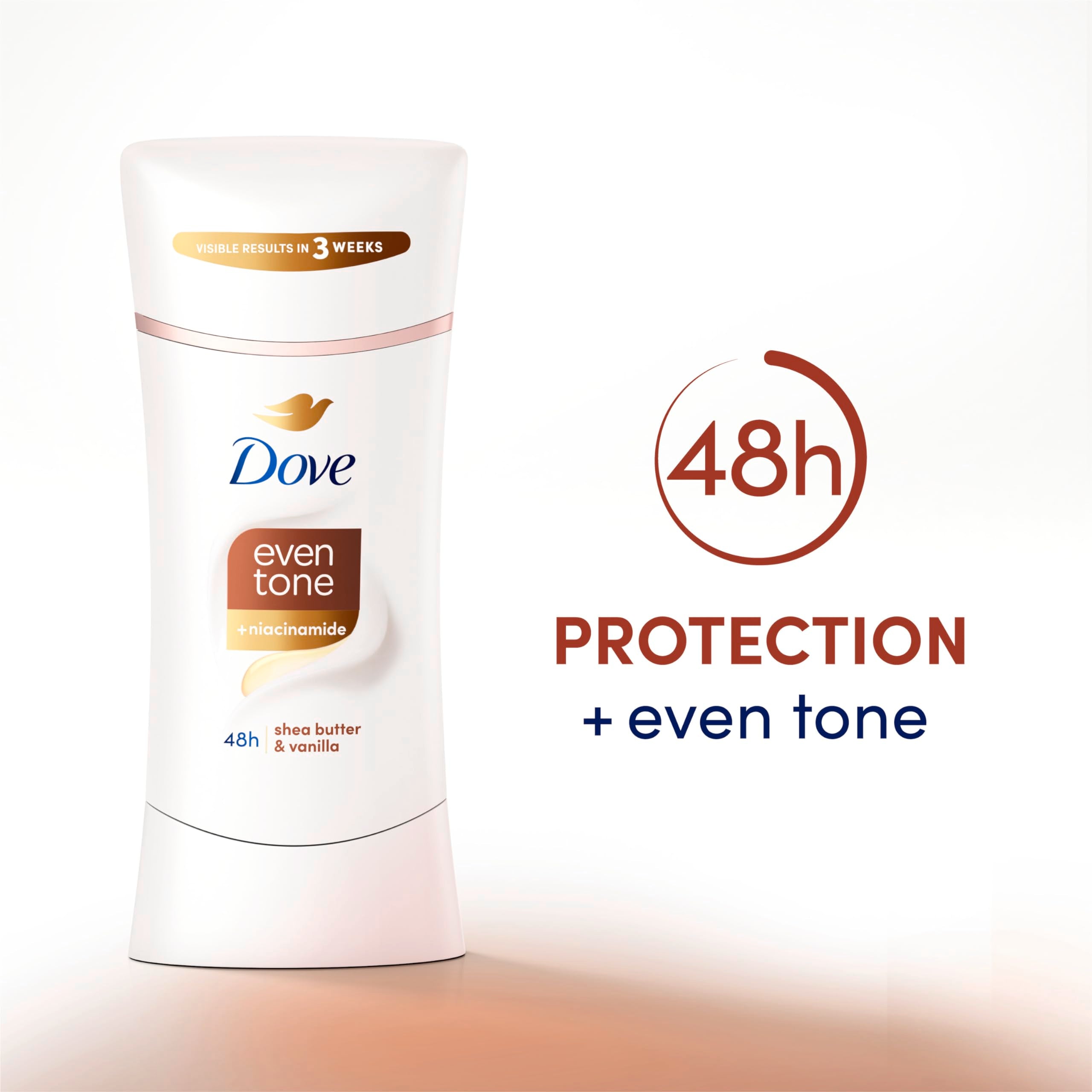 Dove Even Tone Shea Butter & Vanilla ingredients niacinamide focus promotes smoother underarms.