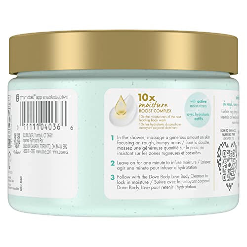 Dove Exfoliate Away Polish packaging highlights vegan and sulfate free formula