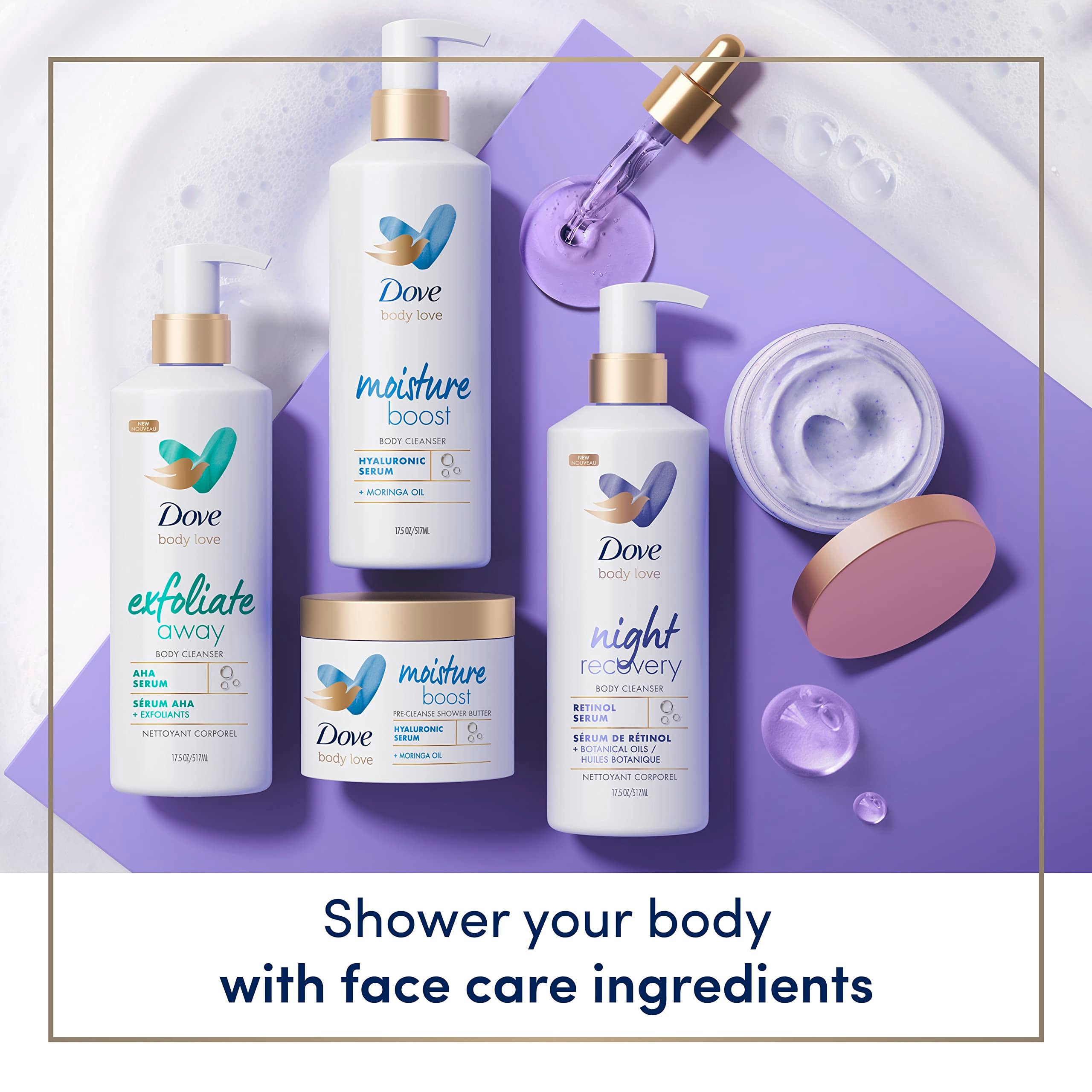Dove Exfoliate Away Polish plant based cleansers emphasis on clean ingredients