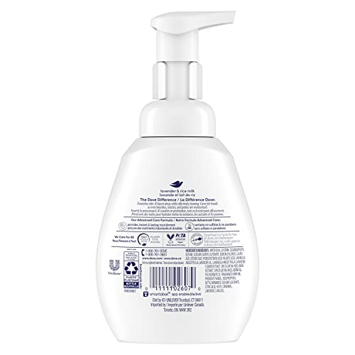 Dove Foaming Hand Wash lather closeup shows creamy texture and gentle cleansing