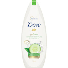 Dove Go Fresh cucumber and green tea body wash bottle for refreshing shower and clean skin