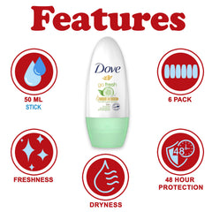 Aplicación suave y uniforme con Dove Go Fresh roll-on para piel delicada