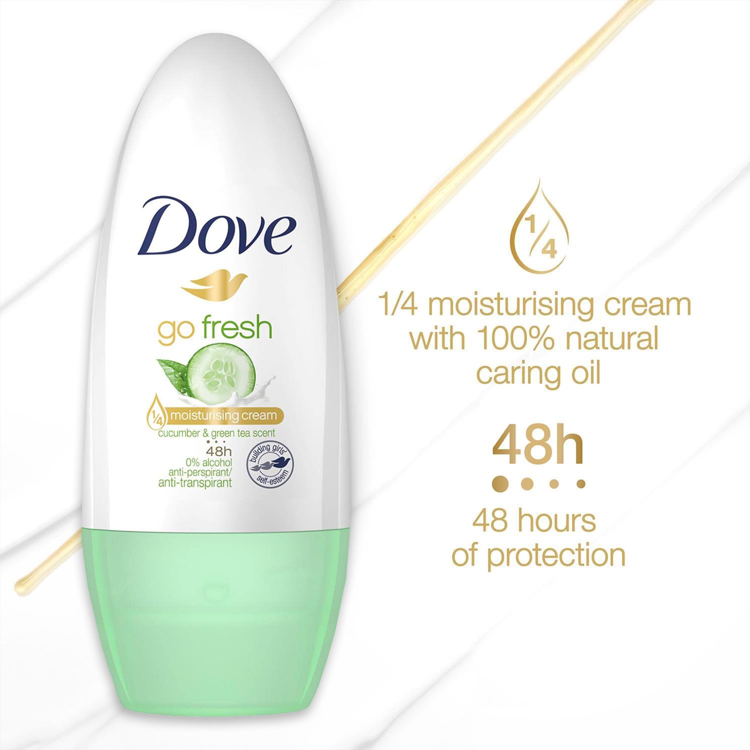 Paquete de 6 desodorantes roll-on Dove Go Fresh para casa y viaje