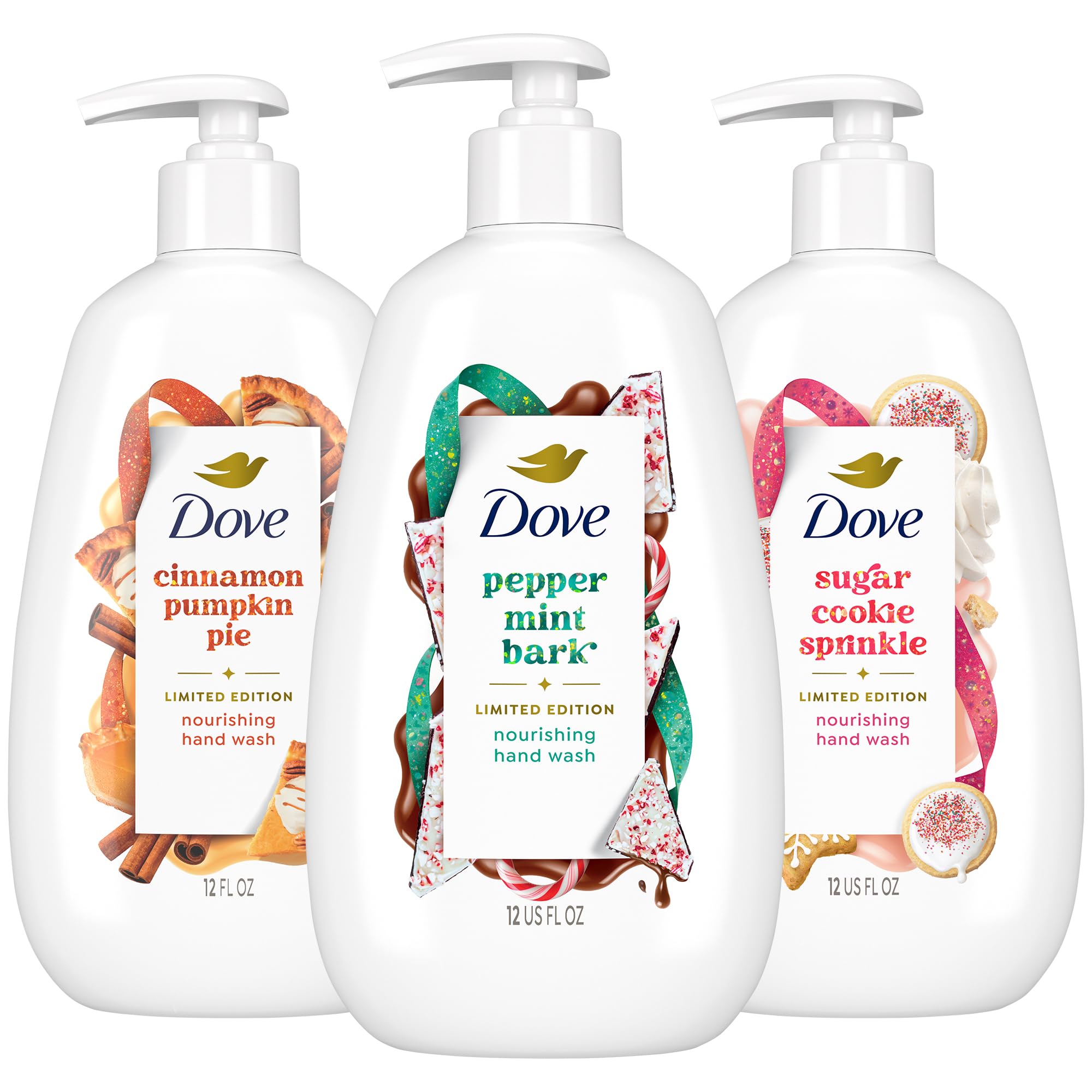 Dove Hand Soap Cinnamon Pumpkin Pie bottle shows rich moisture for daily hand care