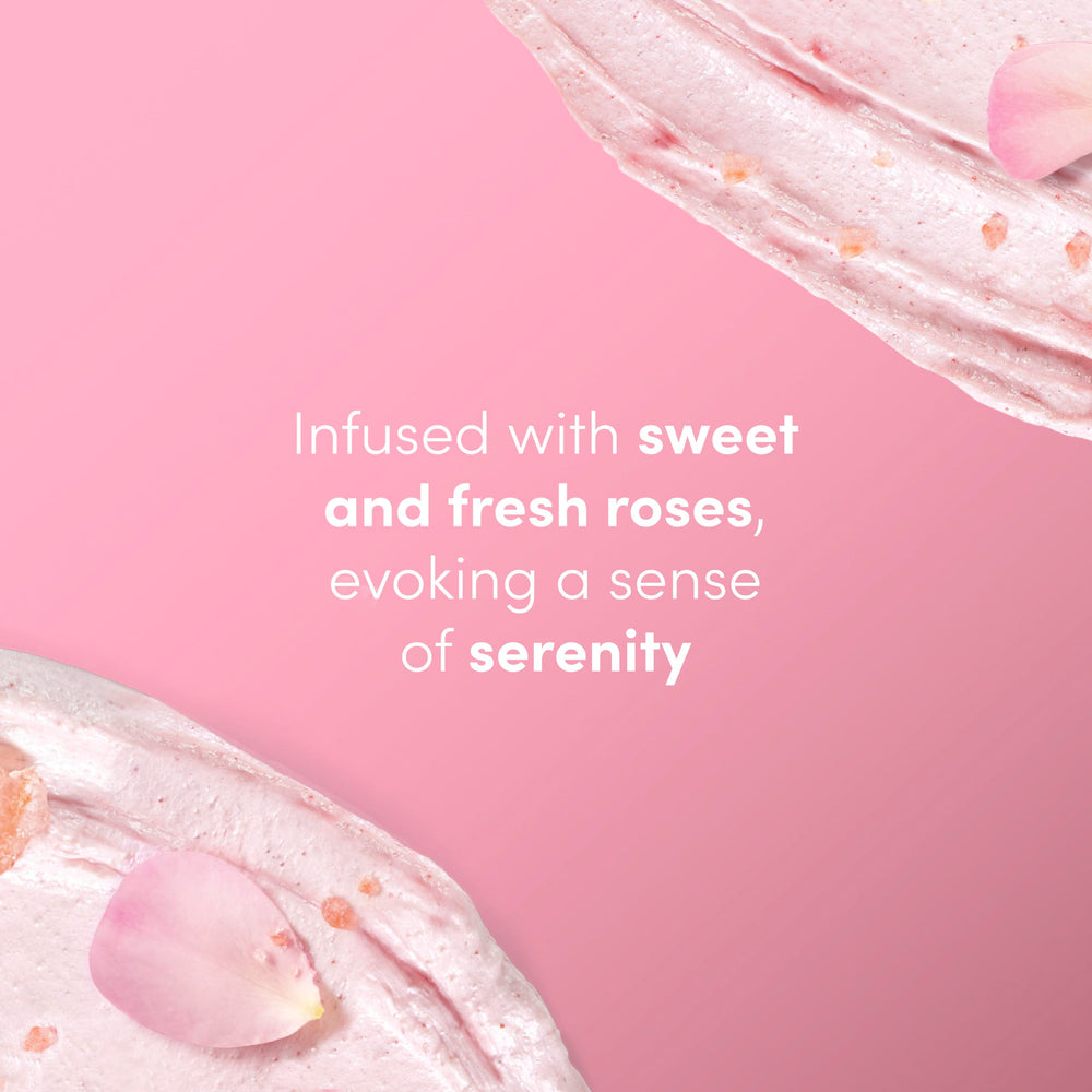 Dove Himalayan Salt & Rose Oil Scrub packaging made from 100% recycled plastic