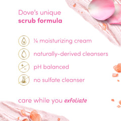 Dove Himalayan Salt & Rose Oil Scrub rose oil beads offering soothing exfoliation moment