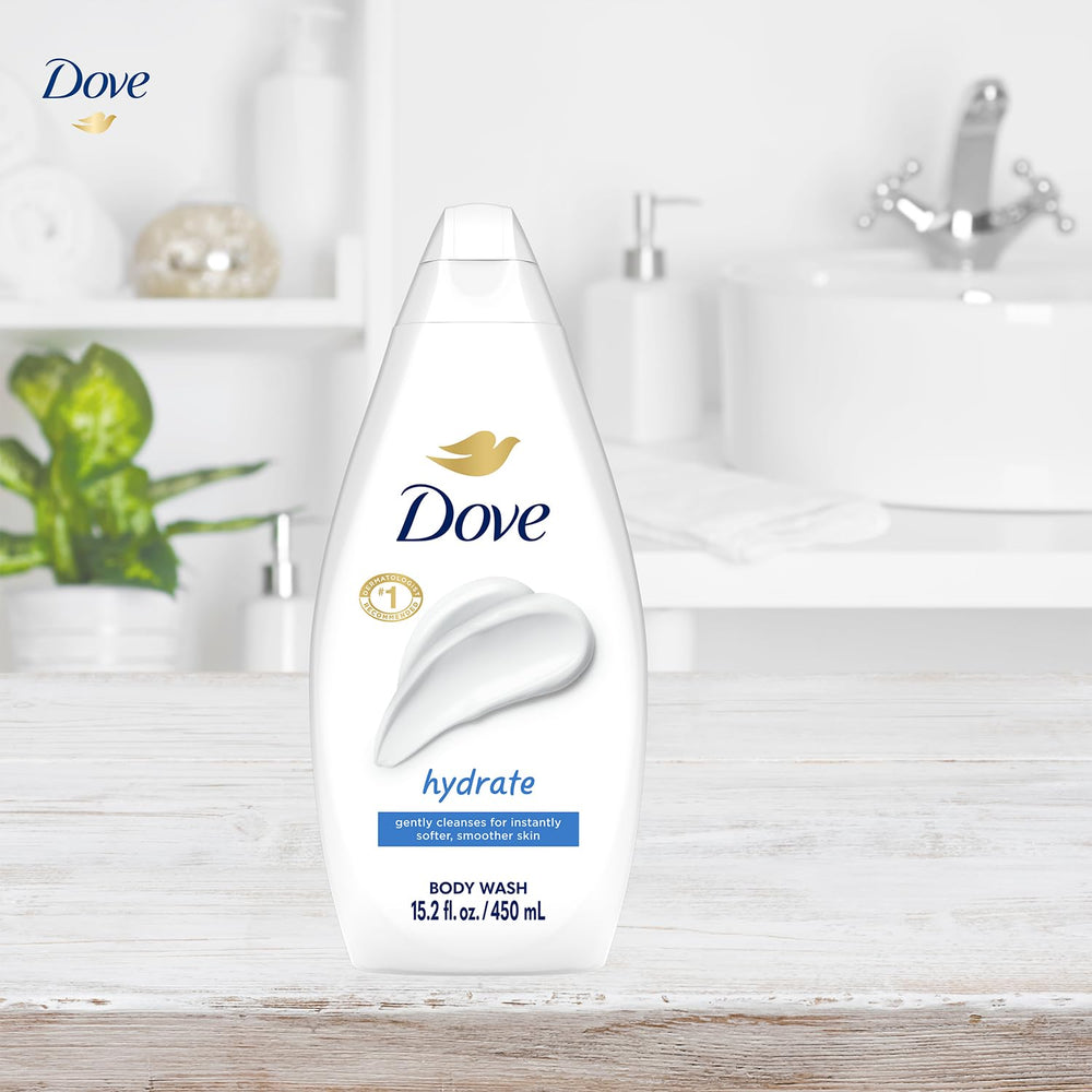Dove Hydrate bathroom scene evokes a refreshing shower routine.