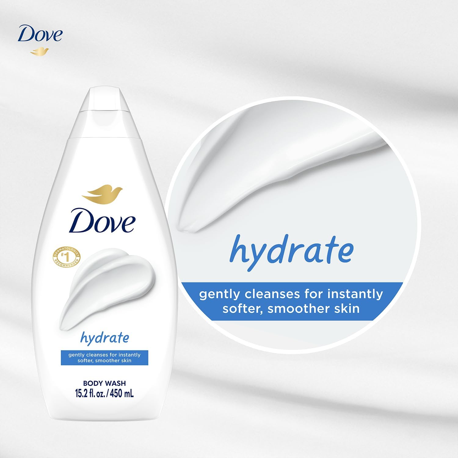 Dove Hydrate cruelty-free shelf display promotes an ethical skincare option.