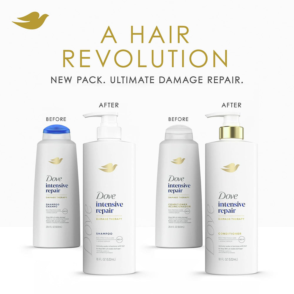 Dove Intensive Repair Serum bottle adds shine and heat protection after washing