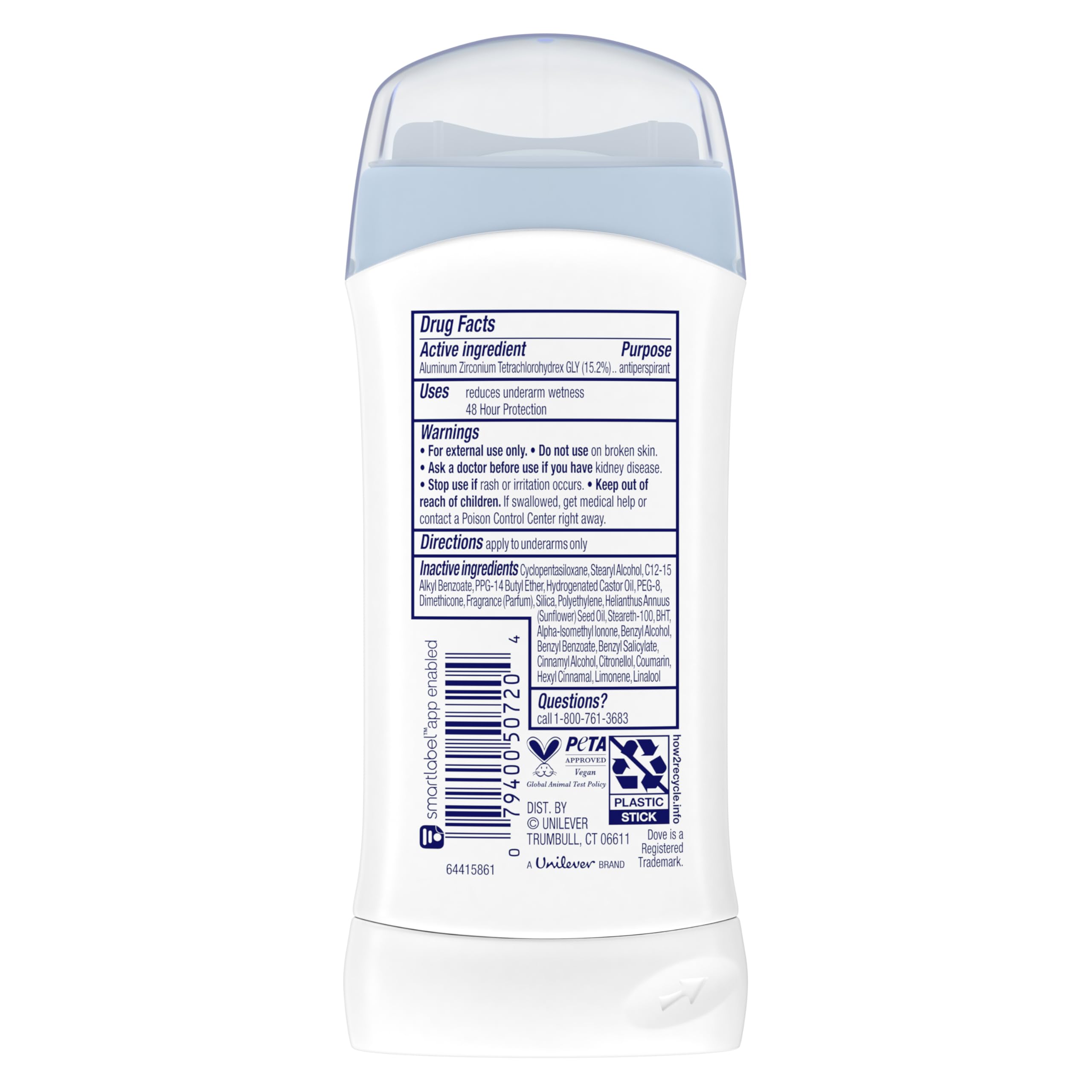 Dove Invisible Solid 0% Alcohol Formula minimizes irritation after shaving.
