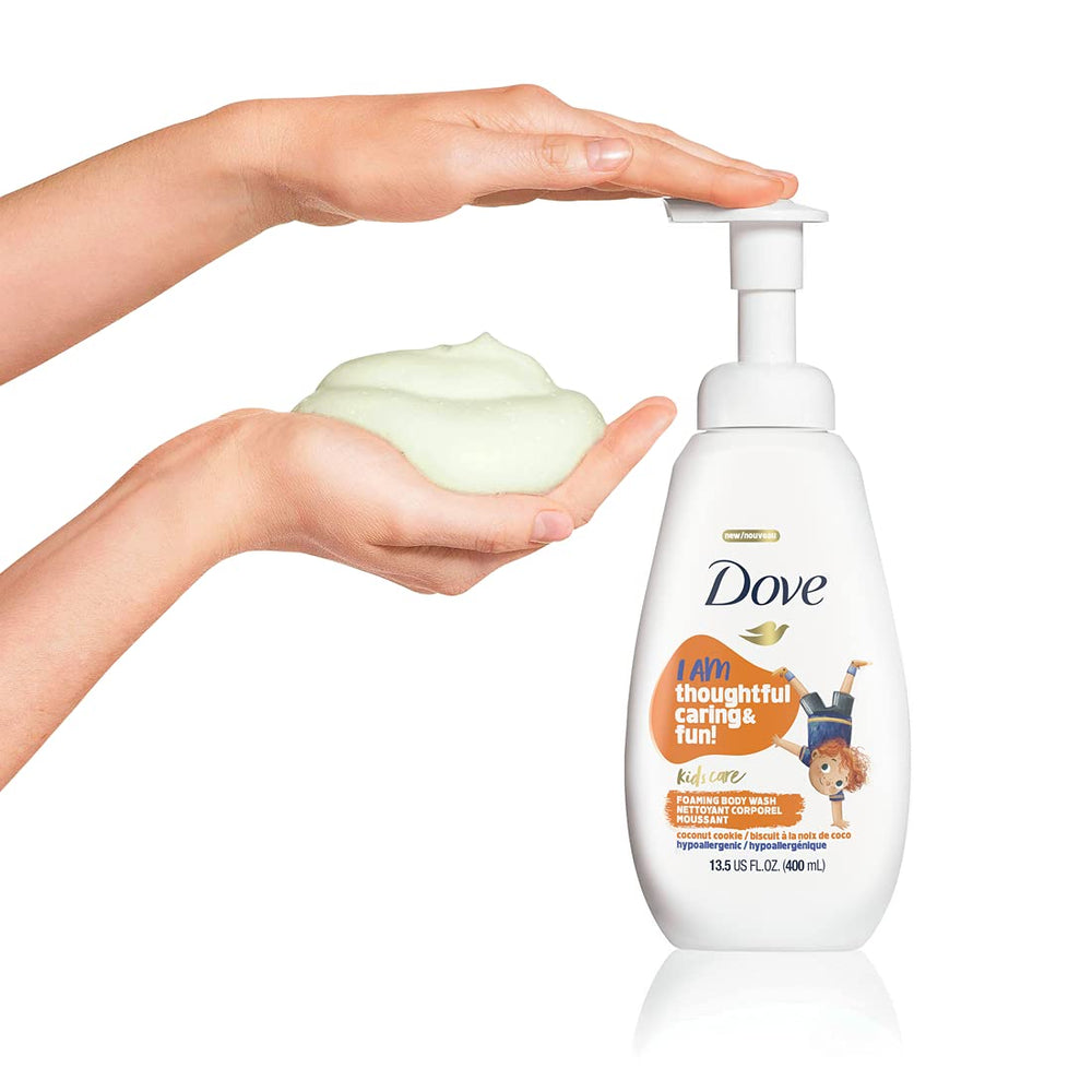 Pumped Dove Kids Care bottle demonstrates quick, kid-friendly foam application.