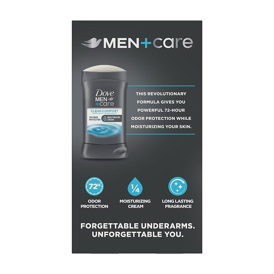 Dove Men+Care aluminum-free formula close-up highlighting moisturizing cream for skin comfort.