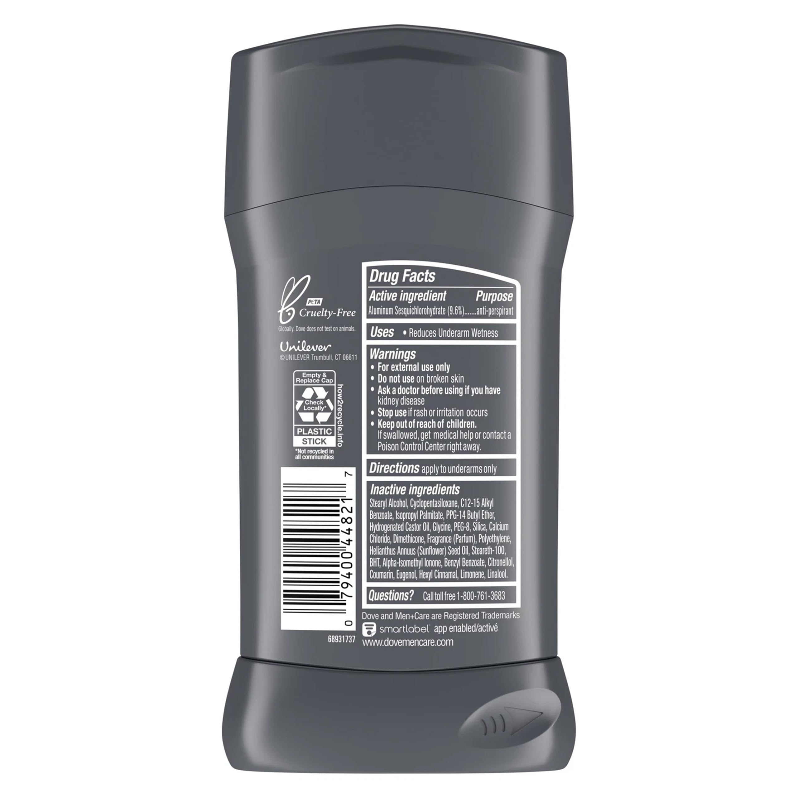 Dove Men+Care anti-yellow stains formula protects fabrics.