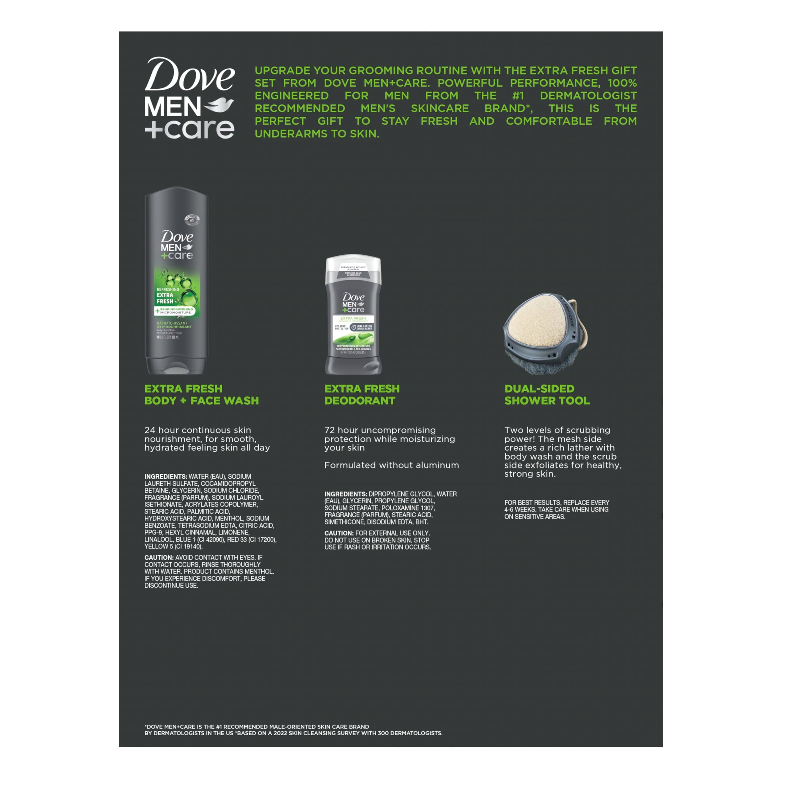 Dove Men+ Care antiperspirant stick for long-lasting 72-hour protection.
