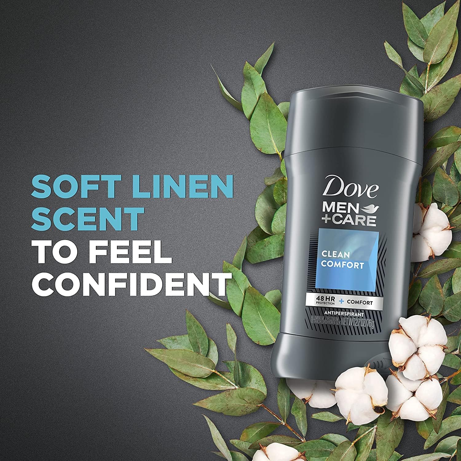 Dove Men+Care antiperspirant stick application close-up showing smooth glide and skin-friendly formula