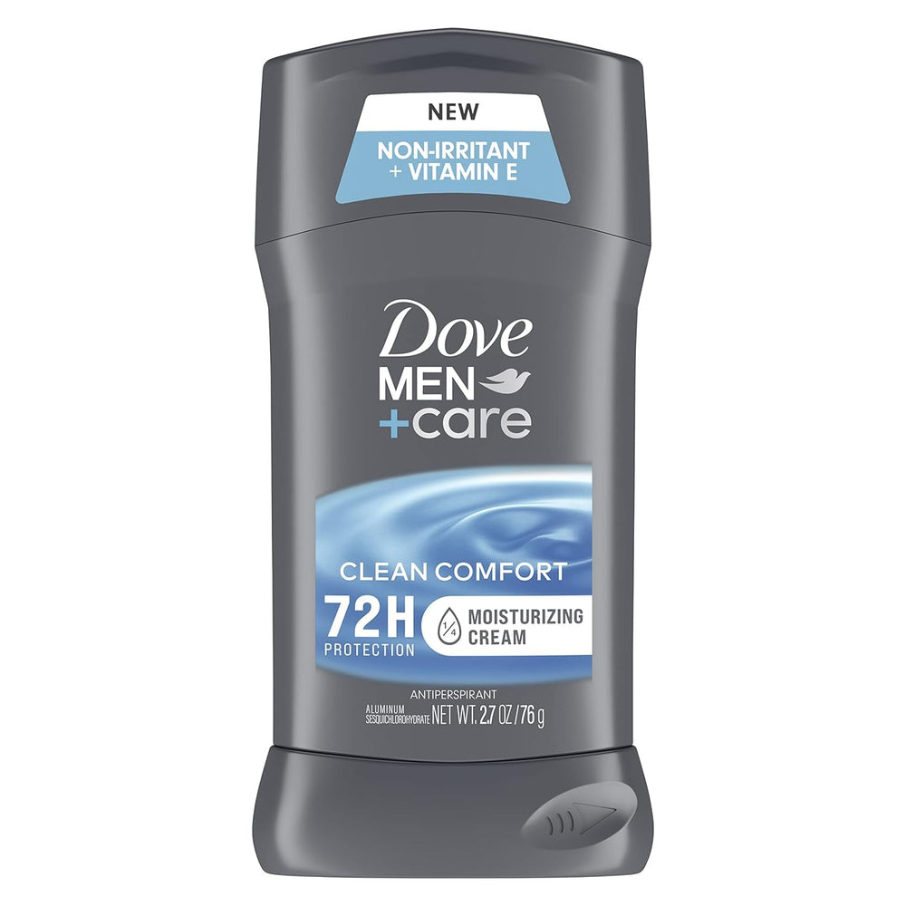 Dove Men+Care Clean Comfort antiperspirant stick front view shows trusted protection