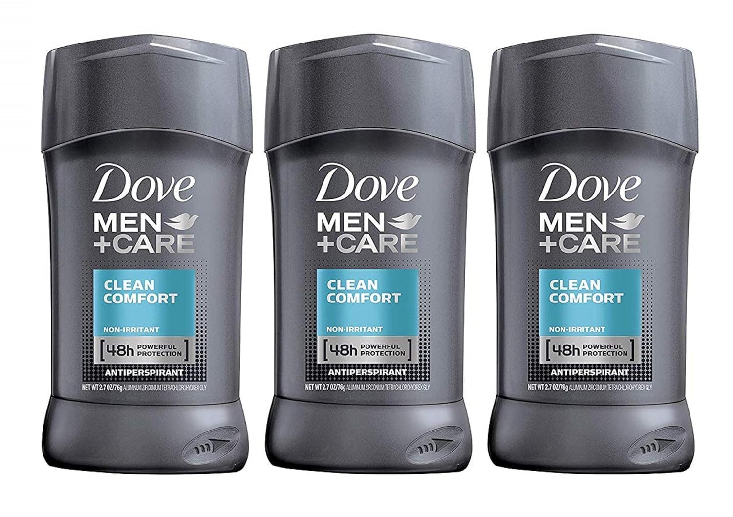 Dove Men+Care Clean Comfort antiperspirant stick pack three for all-day freshness