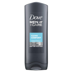 Dove Men+Care Clean Comfort foamy lather cleanses face and body gently.