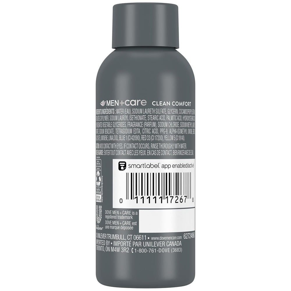 Dove Men+Care Clean Comfort lather demonstrates refreshing cleanse for face and body.
