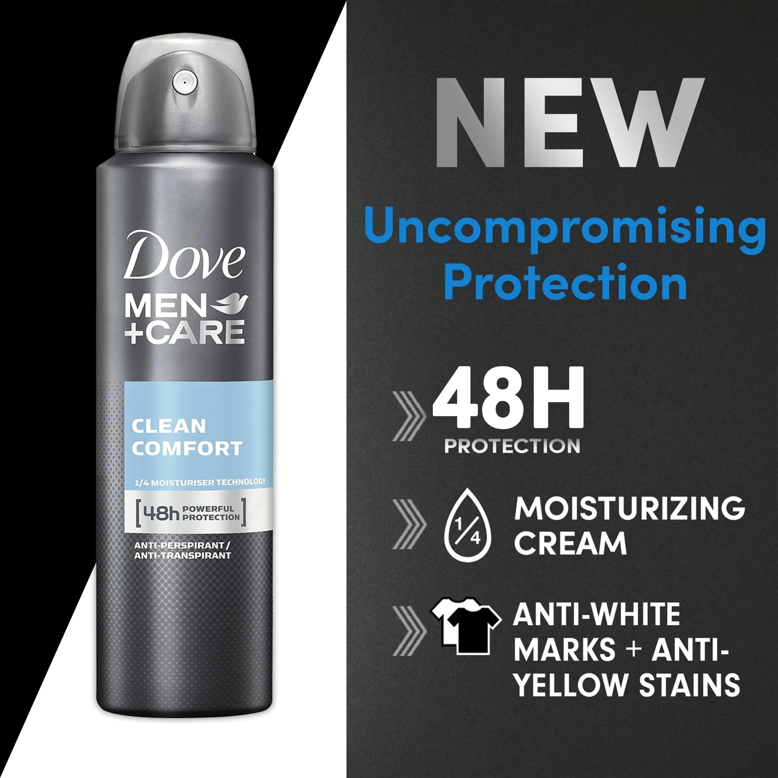 Dove Men+Care Clean Comfort scent closeup highlighting subtle, lasting aroma.