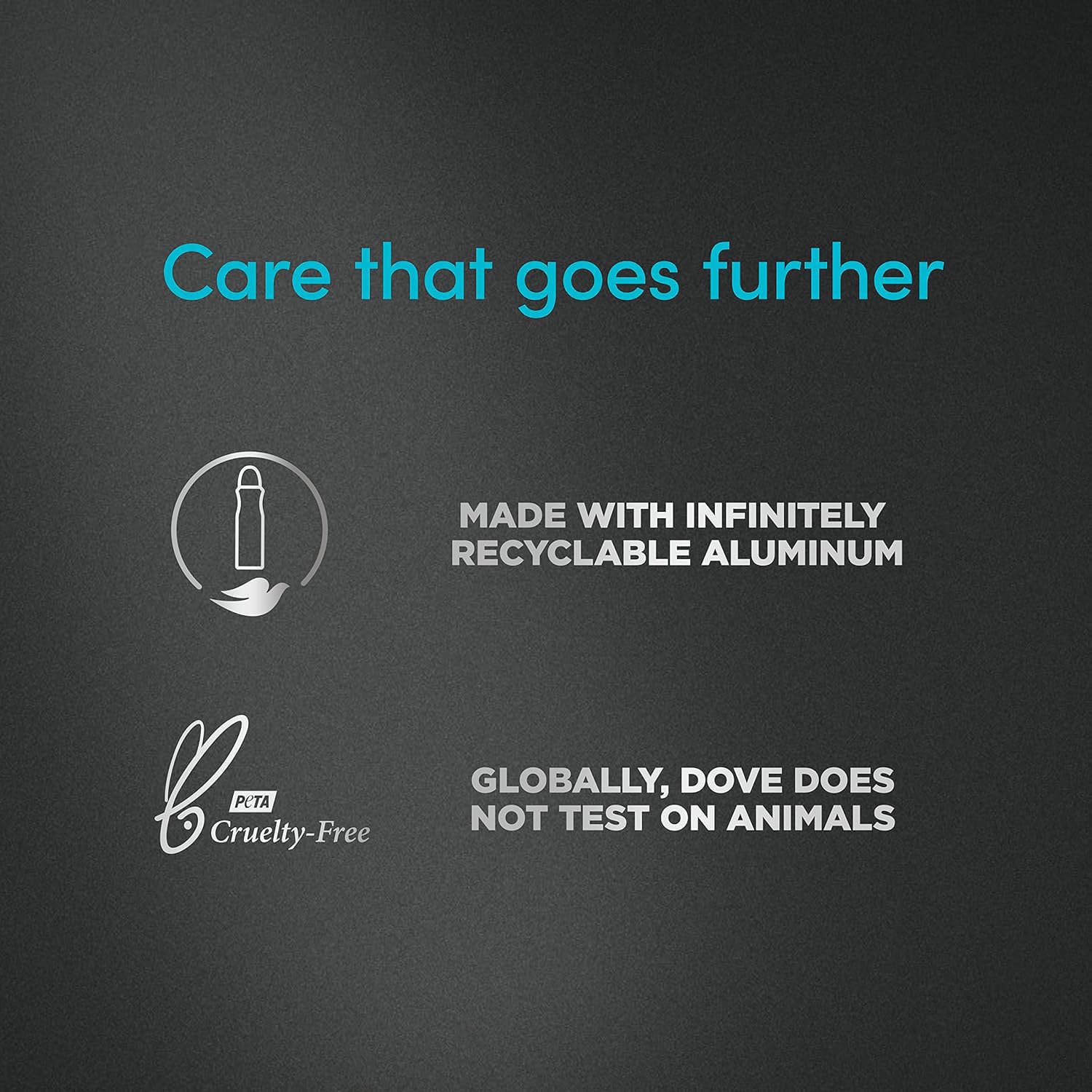 Dove Men+Care cruelty-free PETA-approved label signaling ethical, skin-safe products.