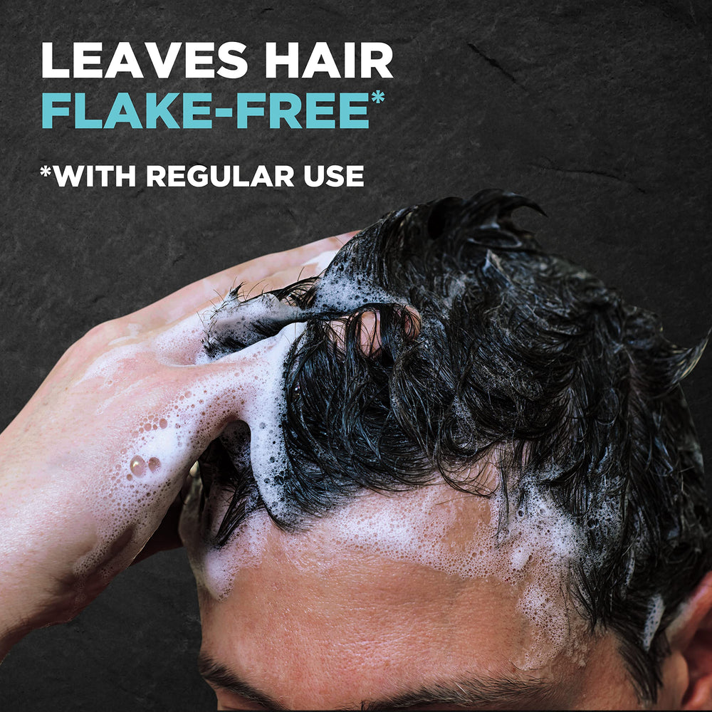 Dove Men+Care Dandruff Defense 2-in-1 lather action demonstrates cleansing and conditioning in one step.
